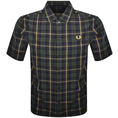 Fred Perry Tartan Twill Shirt Navy In Blue