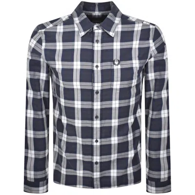 Fred Perry Tartan Twill Shirt Navy In Blue