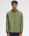 Fred Perry Taslan Mens Hooded Shell Jacket Olive Mint X88 In Green