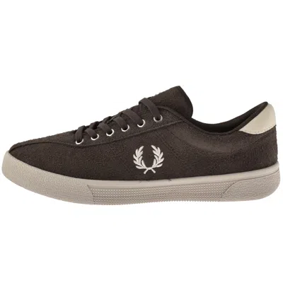 Fred Perry Tennis Suede Trainers Cream In Brown