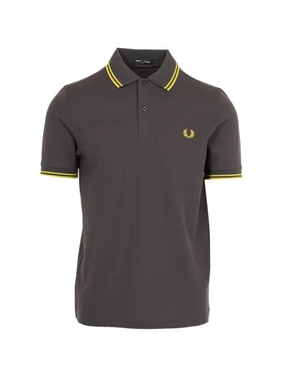 Fred Perry Tennis Tipping-detail Laurel Wreath Polo Shirt In Brown