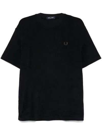 Fred Perry Terry-cloth T-shirt In Black