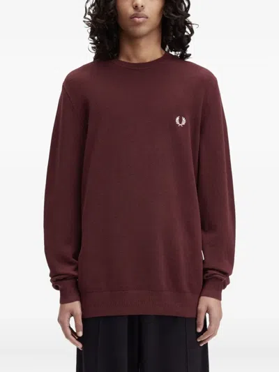 Fred Perry Classic Cotton Sweater For Men In Burgundy