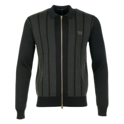 Fred Perry Textured Panel Zip Cardigan Black