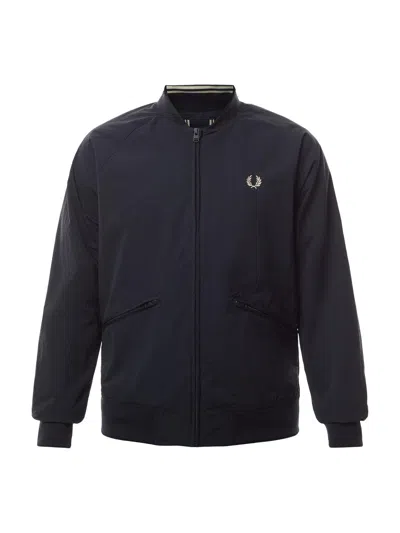 Fred Perry Textured Tennis Bomber Jacket In Blue