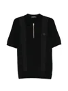 Fred Perry Textured-panel Zip-up Sweater In Black