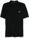 Fred Perry Piquet Polo Shirt Collar Sleeves In Black