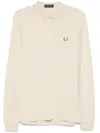 Fred Perry Beige Honeycomb Long-sleeve Polo In Neutral