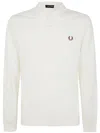 Fred Perry Beige Honeycomb Long-sleeve Polo In Neutral
