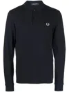 Fred Perry The Polo Collar Long Sleeve Shirt In Blue