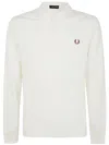 Fred Perry Beige Honeycomb Long-sleeve Polo In Neutral