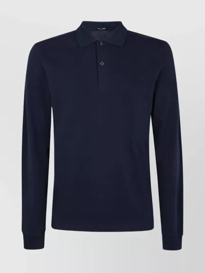 Fred Perry The Polo Collar Ribbed Cuffs Shirt In Blue