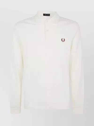 Fred Perry The Polo Collar Ribbed Cuffs Shirt In White