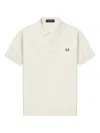 Fred Perry Polo Shirt With Short Sleeves And Ribbed Cuffs In Neutral