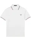 Fred Perry Mens Twin Tipped Signature Polo Shirt Nos In White