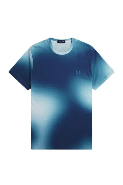 Fred Perry Tie-dyed Crewneck T-shirt In Midnight Blue