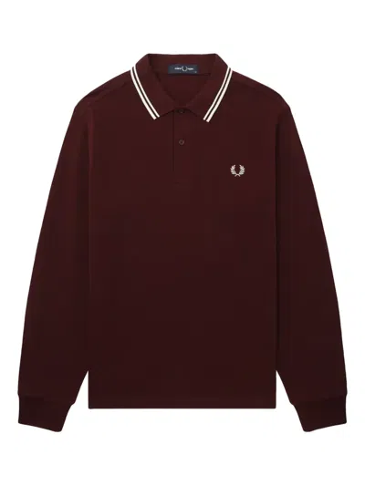 Fred Perry Tipped-collar Long-sleeve Polo Shirt In Red