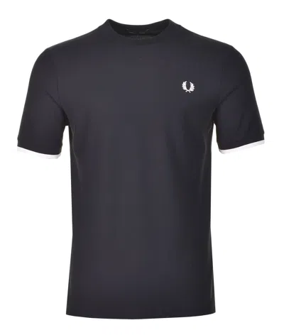 Fred Perry Tipped Cuff Pique T Shirt Black