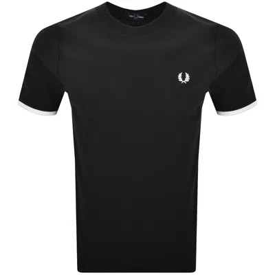 Fred Perry Tipped Cuff Pique T Shirt Black