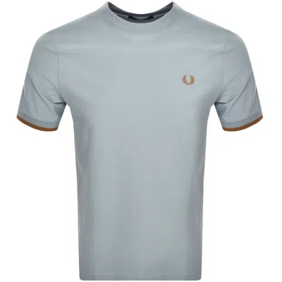 Fred Perry Tipped Cuff Pique T Shirt Blue