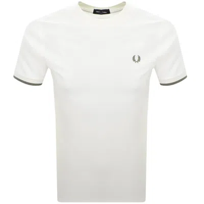 Fred Perry Tipped Cuff Pique T Shirt Cream