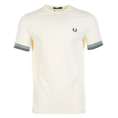Fred Perry Tipped Cuff Pique T Shirt Ecru In Neutral