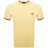 Fred Perry Tipped Cuff Pique T Shirt Yellow