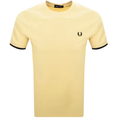 Fred Perry Tipped Cuff Pique T Shirt Yellow