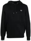 Fred Perry Black Hoodie With Embroidered Laurel Wreath In Black