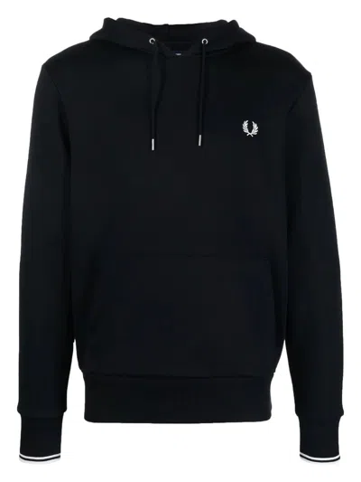 Fred Perry "" Tipped Hooded Sweatshirt In Blue