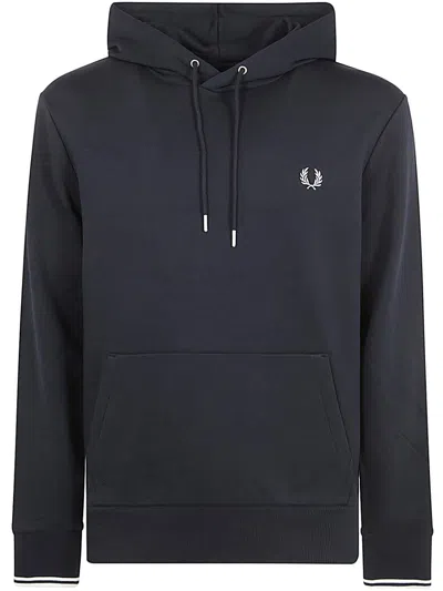 Fred Perry Tipped Hooded Sweatshirt Clothing In Blue