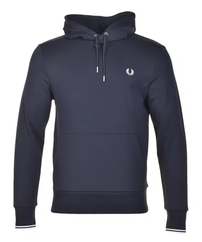 Fred Perry Tipped Hooded Sweatshirt Navy In Black