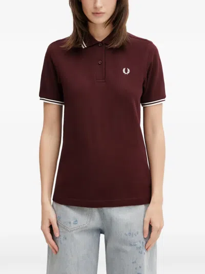 Fred Perry Tipped Piqué Polo Shirt In Burgundy