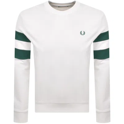 Fred Perry Tipped Sleeve Sweatshirt White