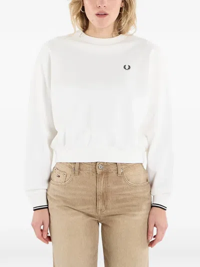 Fred Perry Tipped Sweatshirt In White