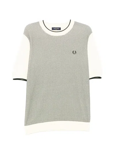 Fred Perry Tonic Waffle Knitted T-shirt In Gray