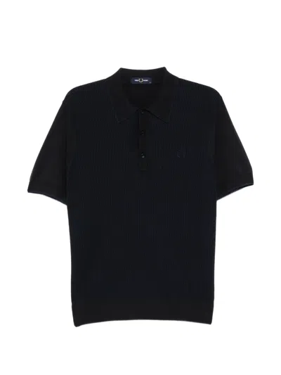 Fred Perry Tonic Waffle Polo Shirt In Black