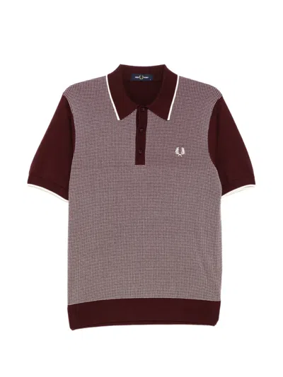 Fred Perry Tonic Waffle Polo Shirt In Burgundy