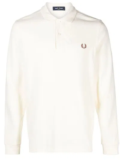 Fred Perry Logo-embroidered Cotton Polo Shirt In White