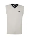 Fred Perry Fp V-neck Knitted Tank Top Clothing In White