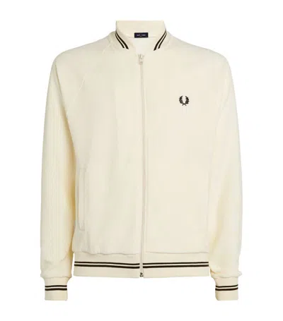 Fred Perry Towelling Bomber Jacket In White