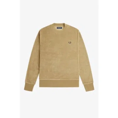 Fred Perry Towelling Sweatshirt Warm Stone In Brown