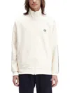 Fred Perry High Collar Track Jacket With Side Stripes In Neutral
