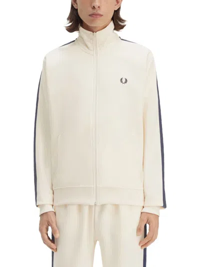 Fred Perry Track Jacket With Contrasting Webbing In Powder