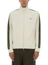 Fred Perry Track Jacket With Two Color Webbing In White