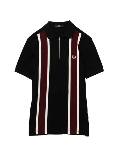 Fred Perry Tramline Polo Shirt In Black