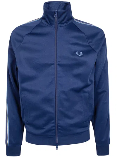 Fred Perry " Tramline Tape" Track Jacket In Blue