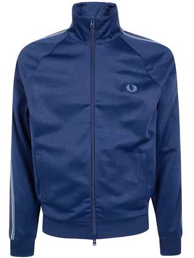 Fred Perry Tramline Tape Track Jacket In Blue