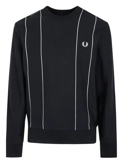 Fred Perry Pinstripe Sweatshirt In Black