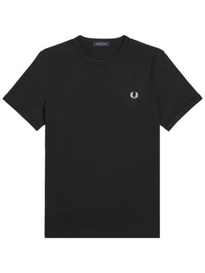 Fred Perry Blue Cotton T-shirt In Black